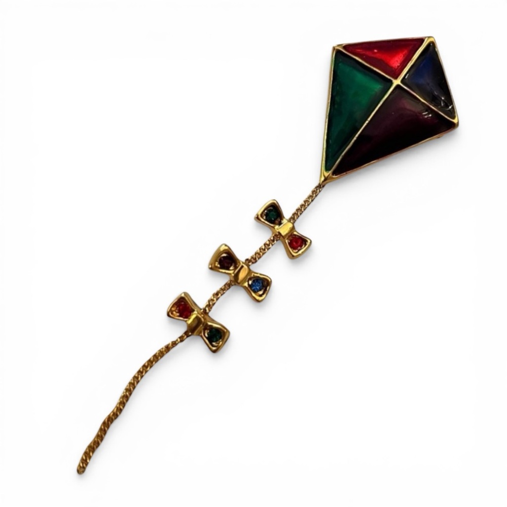 Multicolor Kite-Shaped Brooch